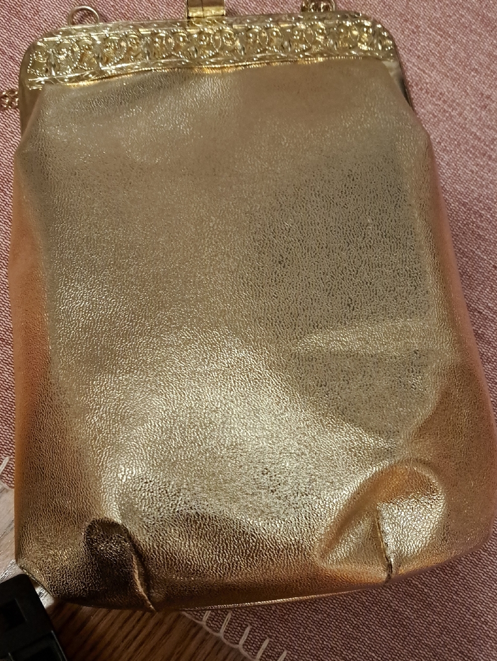 Gold Metallic Evening Chain Bag - Unbranded